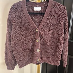 Cropped Old Navy Women's Textured Cardigan in Deep Brown